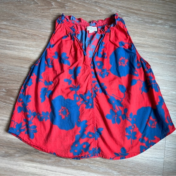 Velvet by Graham & Spencer Red and blue Floral Tank Top Size Large cotton - Picture 3 of 7